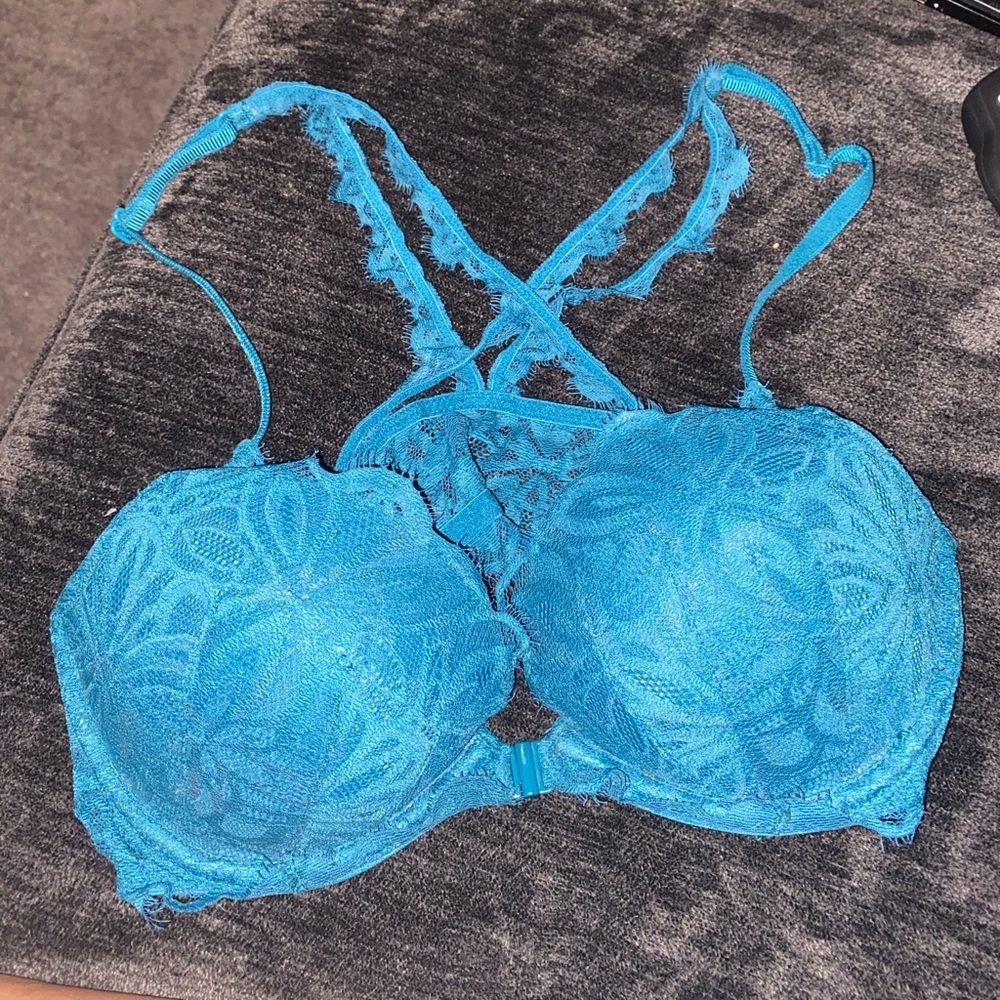 PINK blue razor back lace bra size 34c